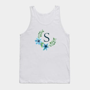 Floral Monogram S Pretty Blue Flowers Tank Top